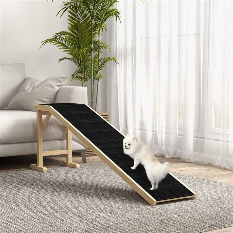 Pine Wood Pet Ramp with Anti-Slip Surface for Security and Safety - 74" L x 16" W x 25" H
