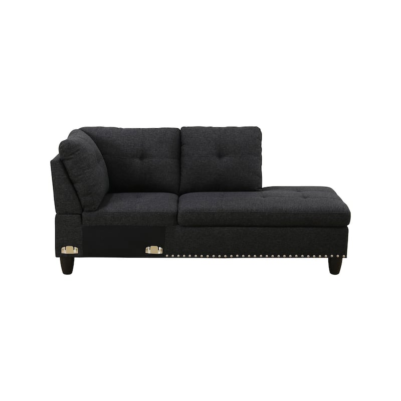 Black Grey Linen 3-Piece Sofa Living Room Sofa Set