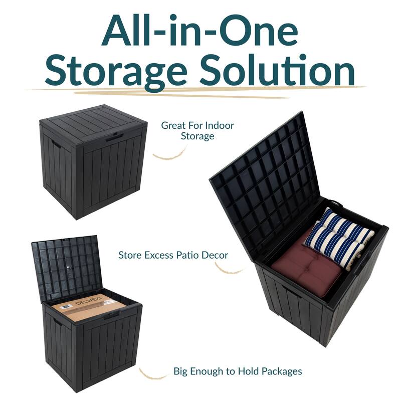 Sunnydaze Small Deck Box with Storage and Lockable Lid - 32 Gal.