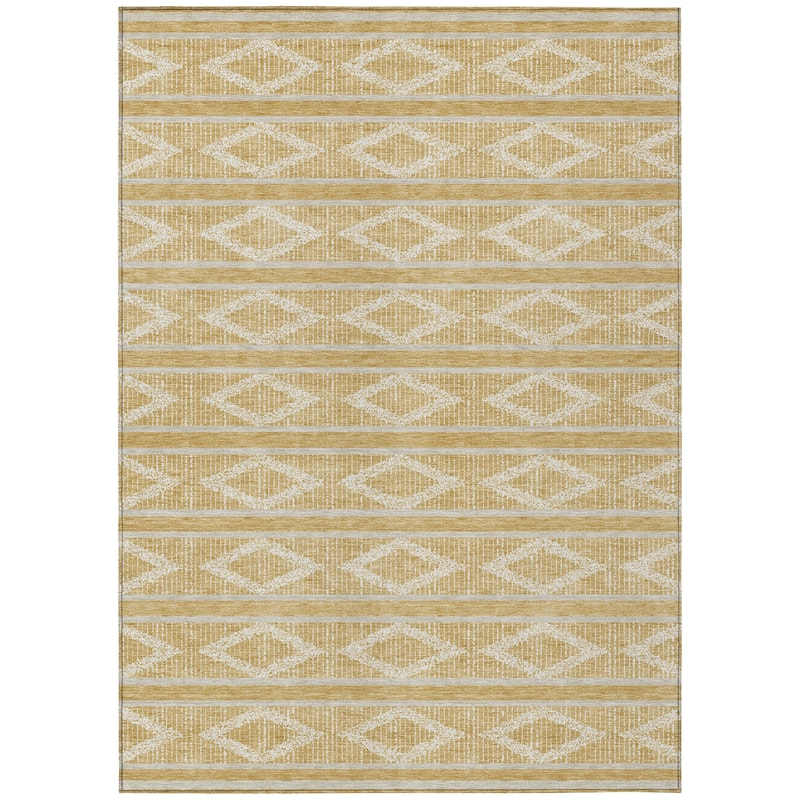 Machine Washable Indoor/ Outdoor Diamond Stripe Chantille Rug