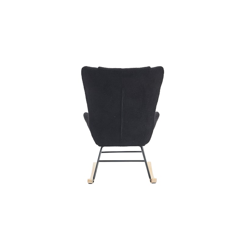 Solid Wood Legs Reading Chair with Teddy Fabric Upholstered