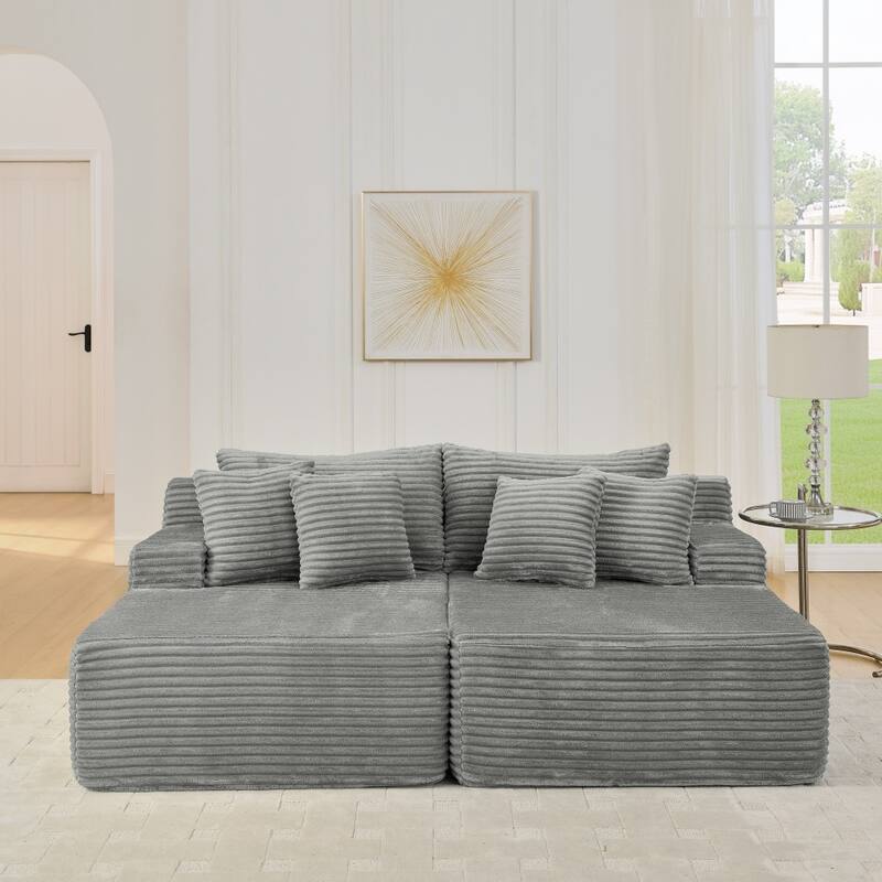 Compressed Two-seater Lazy Velvet Fabric Sofa Lounge Chair