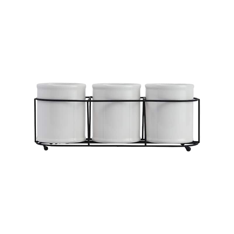 Ceramic Crocks in Metal Holder