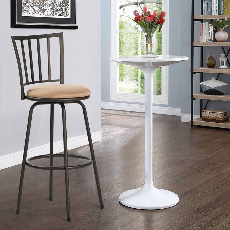 VECELO Set of 2 & 4 Swivel Adjustable Bar Stools Height Counter Stools with Detachable Heel Brown Round Seat Bar Stools