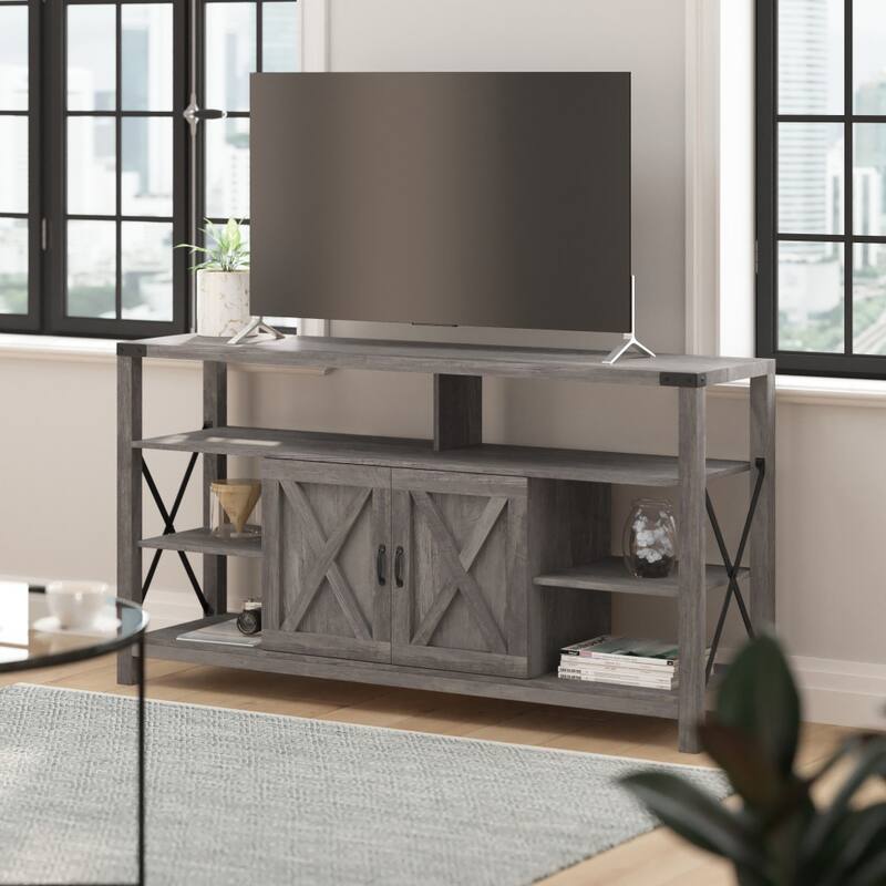 TV Stand for up to 60" TV's with Adjustable Shelf and Storage - Gray Wash