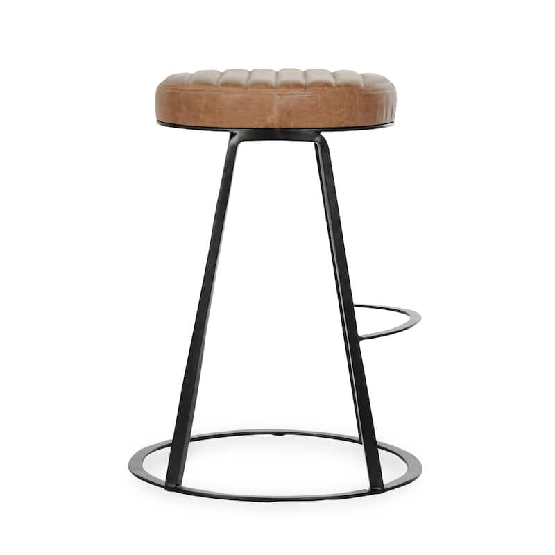 Classic Home Sawyer Leather Round Counter Stool
