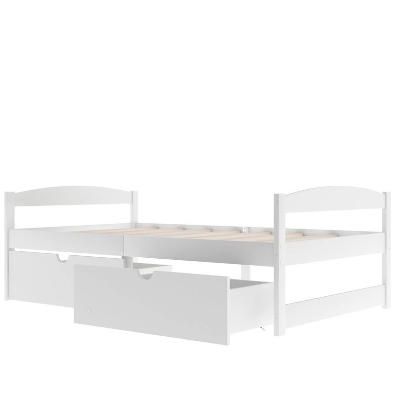 Twin Size Platform Bed with Two Storage Drawers, Space-Saving Design for Living Room or Bedroom