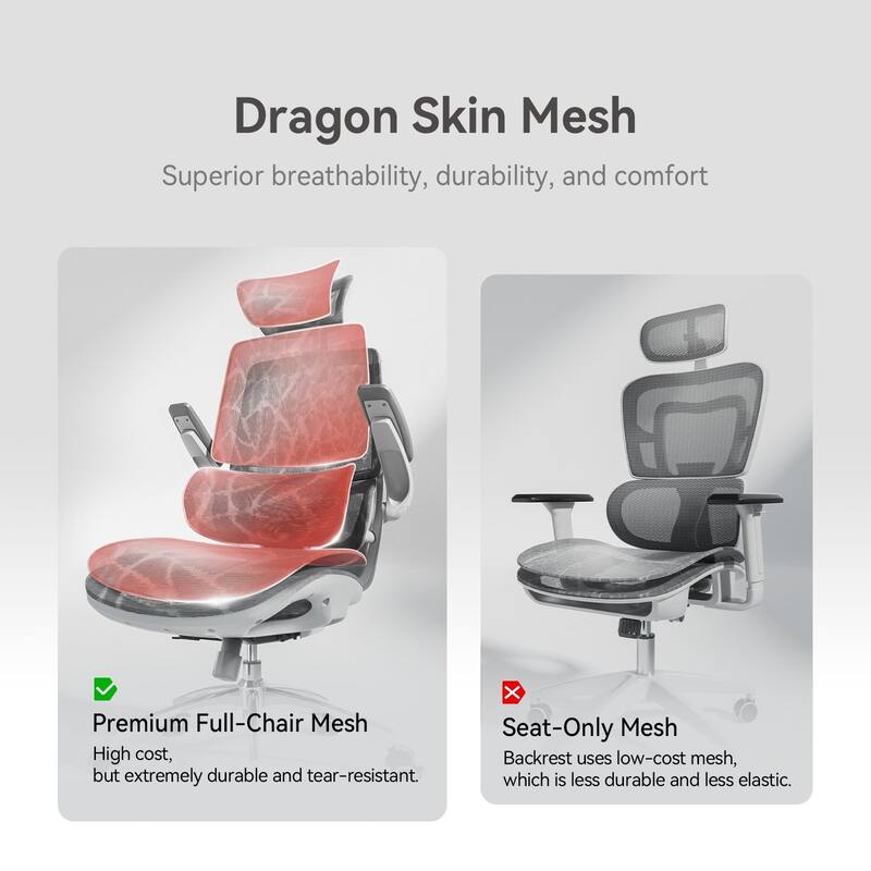 SIHOO M59AS Ergonomic Office Chair, High Back, Mesh, 3D Flip Armrests, 300lb - N/A