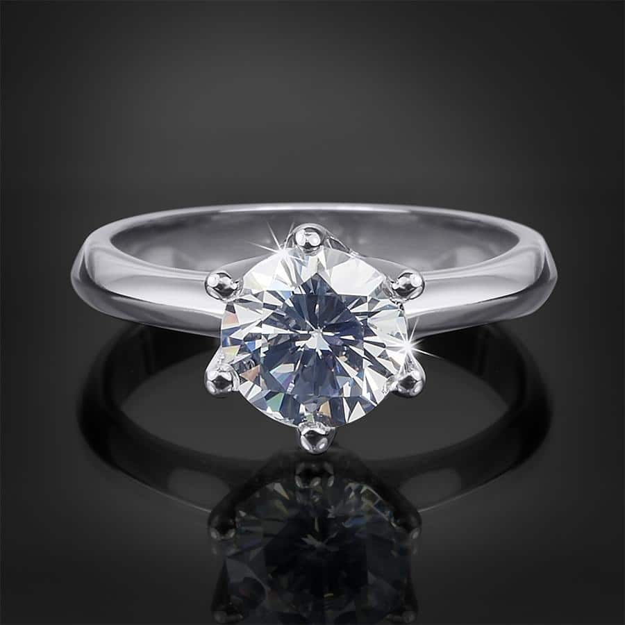 Sterling Silver Round CZ Solitaire Promise Engagement Ring 3 CTW