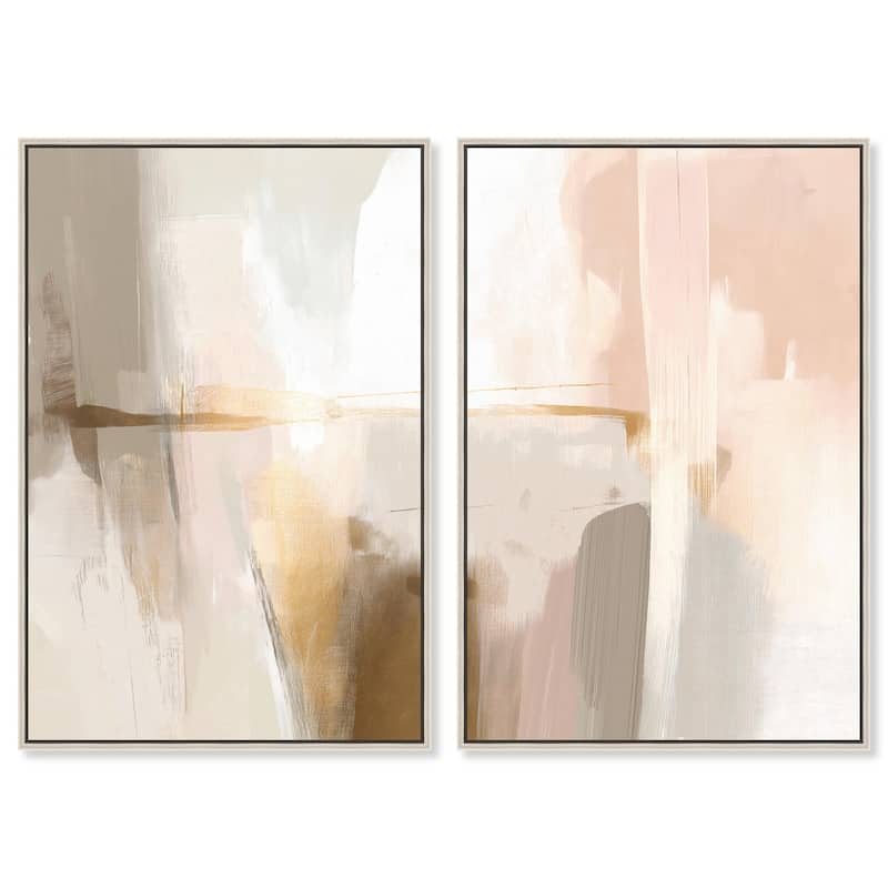 Meditative Hues I Canvas Set of 2 by Art Remedy - 24" x 36" - Silver