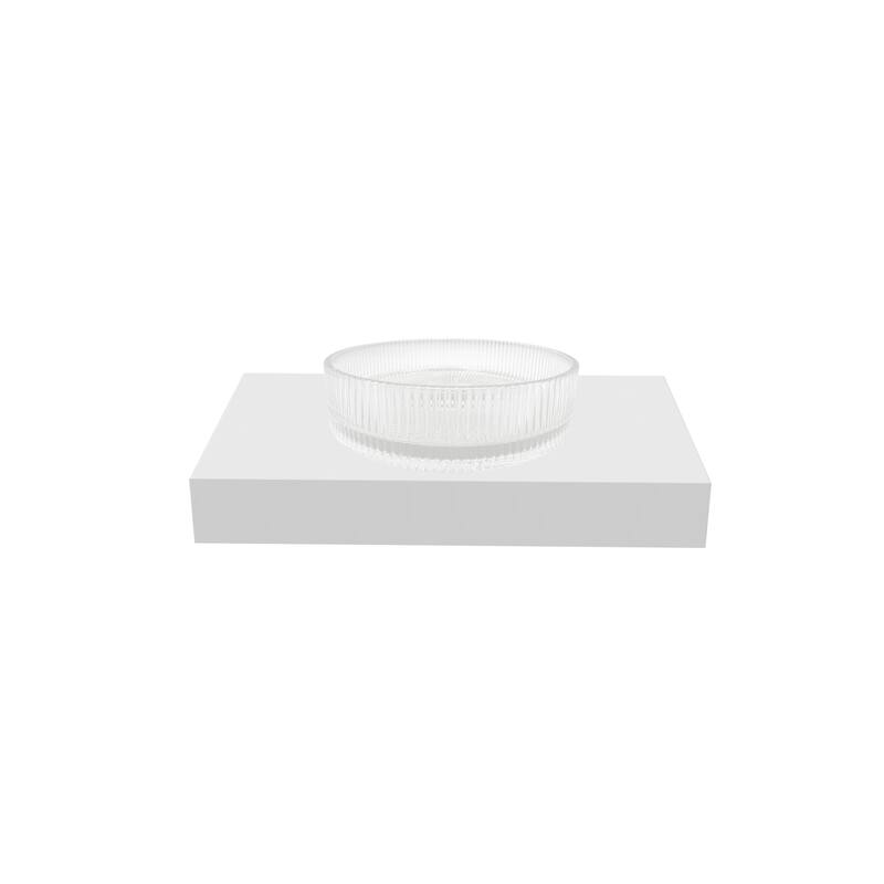 Cowrie 16" & 14" Round Decorative Crystal Vessel Sinks With White Base