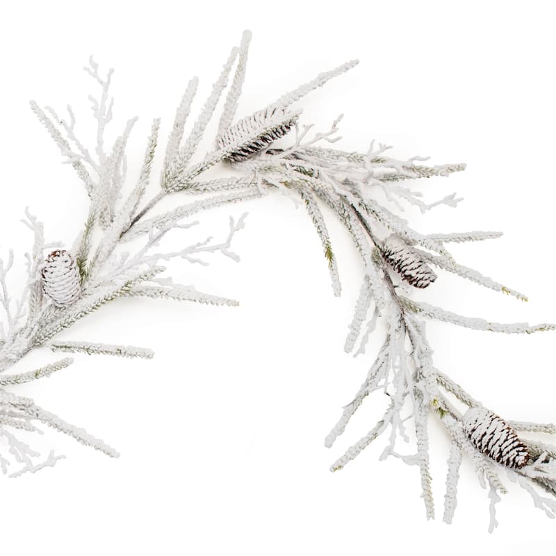 Flocked Pine and Pinecone Garland 6'L