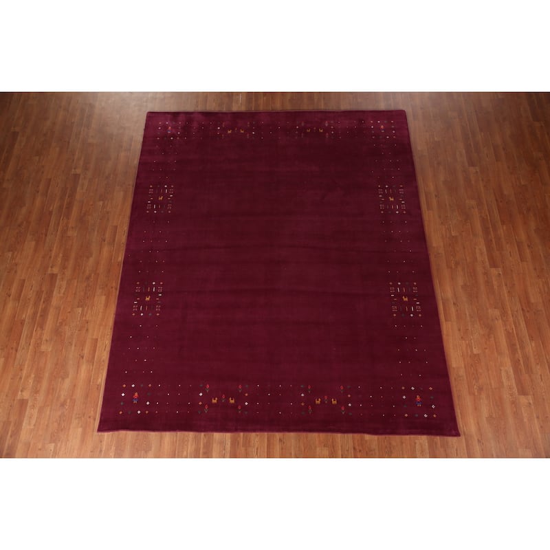 Gabbeh Indian Area Rug Handmade Purple Wool Carpet - 8'2" x 9'8"