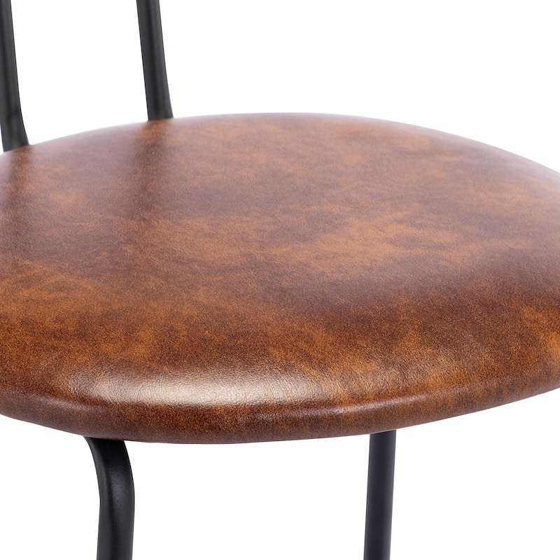 Faux Leather Rattan Back Dining Chairs Counter Stools with Metal Legs