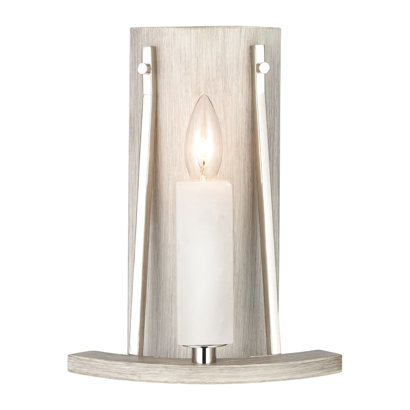 White Stone 12'' High 1-Light Sconce - Polished Nickel - 12 inch Tall - Polished Nickel - 12 inch Tall