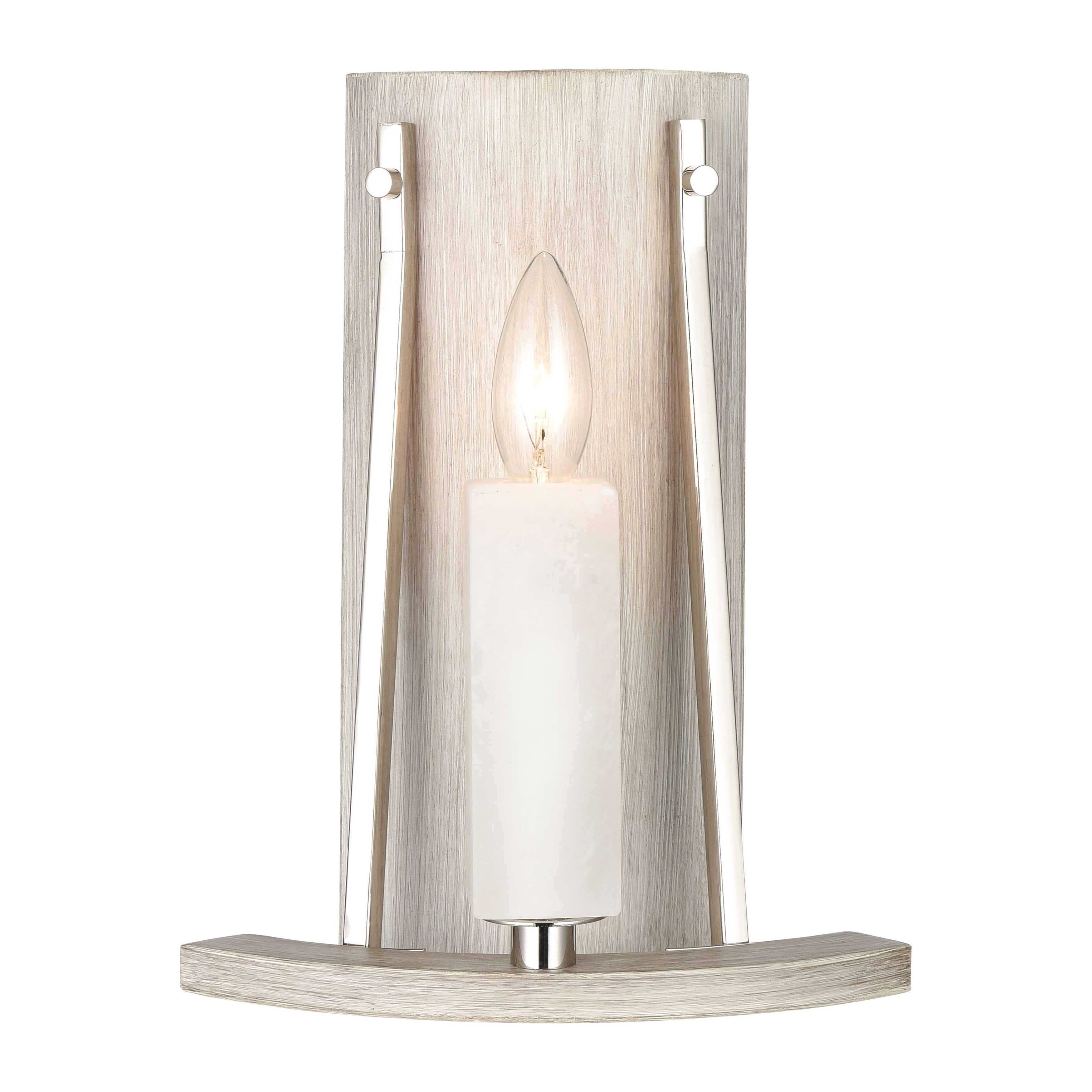 White Stone 12'' High 1-Light Sconce - Polished Nickel - 12 inch Tall