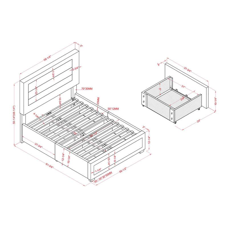 Furniture of America Naxime Modern 4-Drawer Fabric Platform Bed