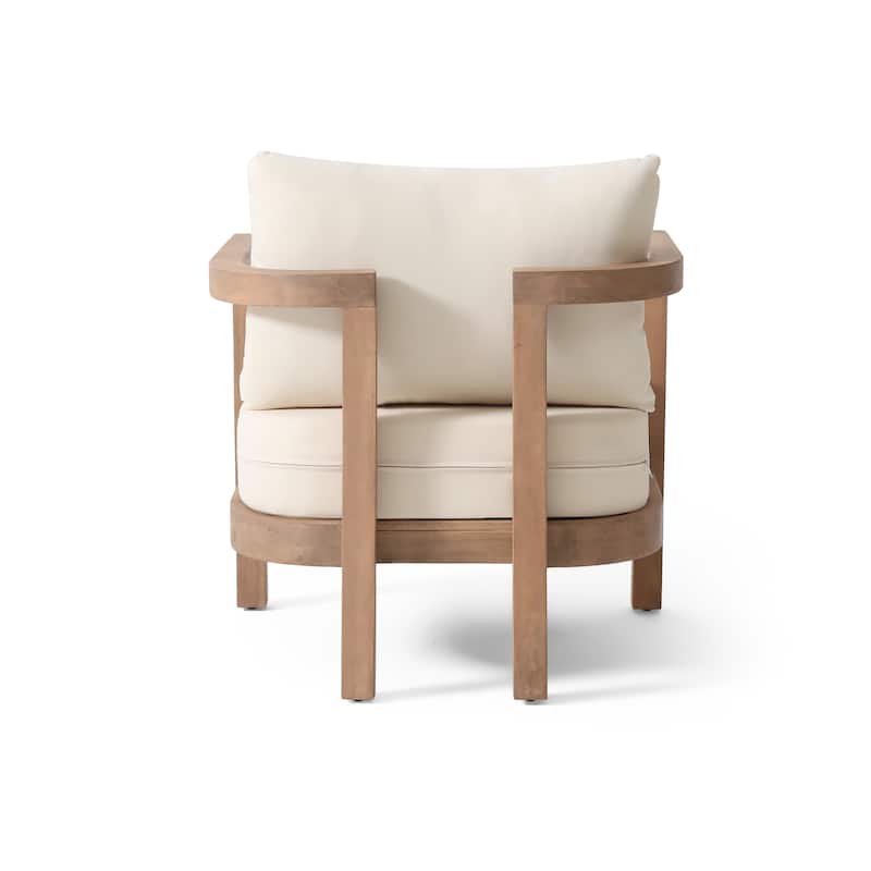 Outdoor Acacia Wood Patio Club Chair Set with Waterproof Thick Cushion