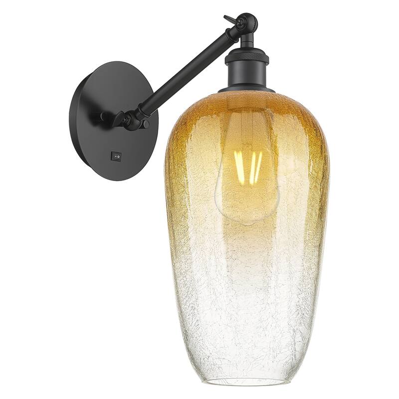 Innovations Lighting Endless Possibilities Ballston - Brookhaven Flute - 1 Light 7" Adjustable Sconce - Matte Black/Amber