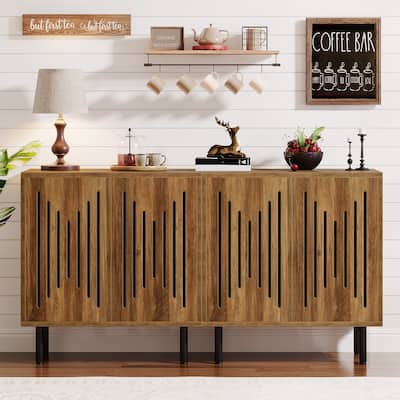 Sideboard Buffet Cabinet with Doors & Adjustable Shelves (Set of 2)