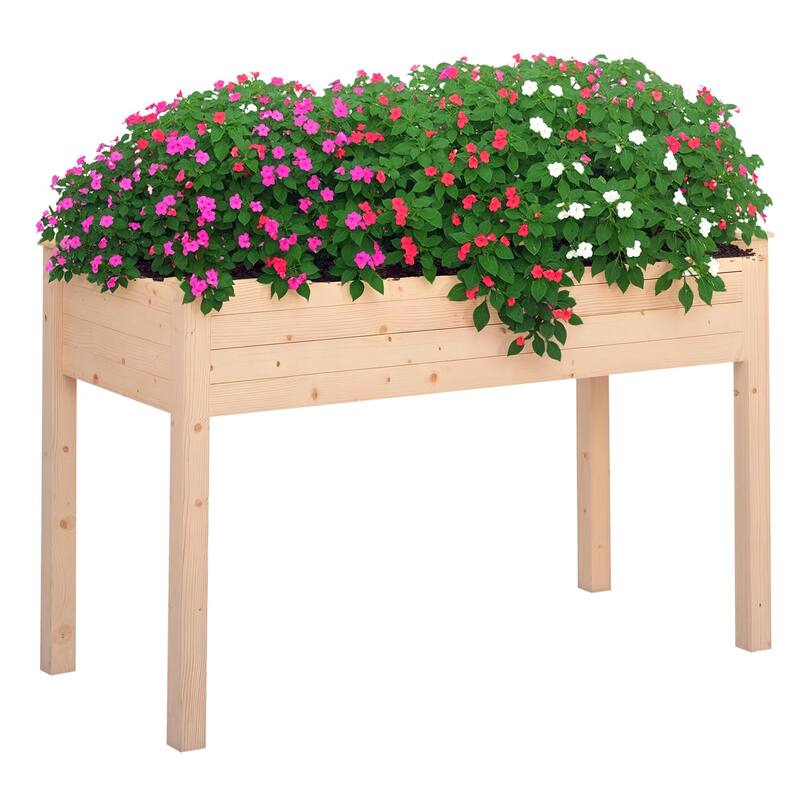 Outsunny 48" x 22" x 30" Raised Garden Bed Wooden Planter Box