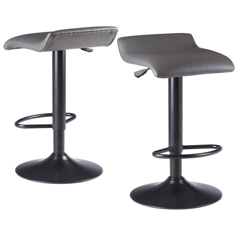 2-Pc Adjustable Swivel Seat Stool Set, Black and Slate Gray - 15.16 x 15.16 x 34.45 inches