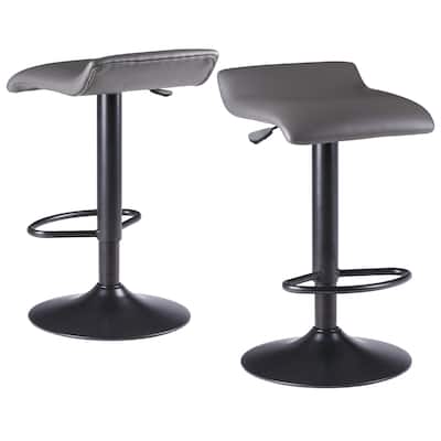 2-Pc Adjustable Swivel Seat Stool Set, Black and Slate Gray - 15.16 x 15.16 x 34.45 inches