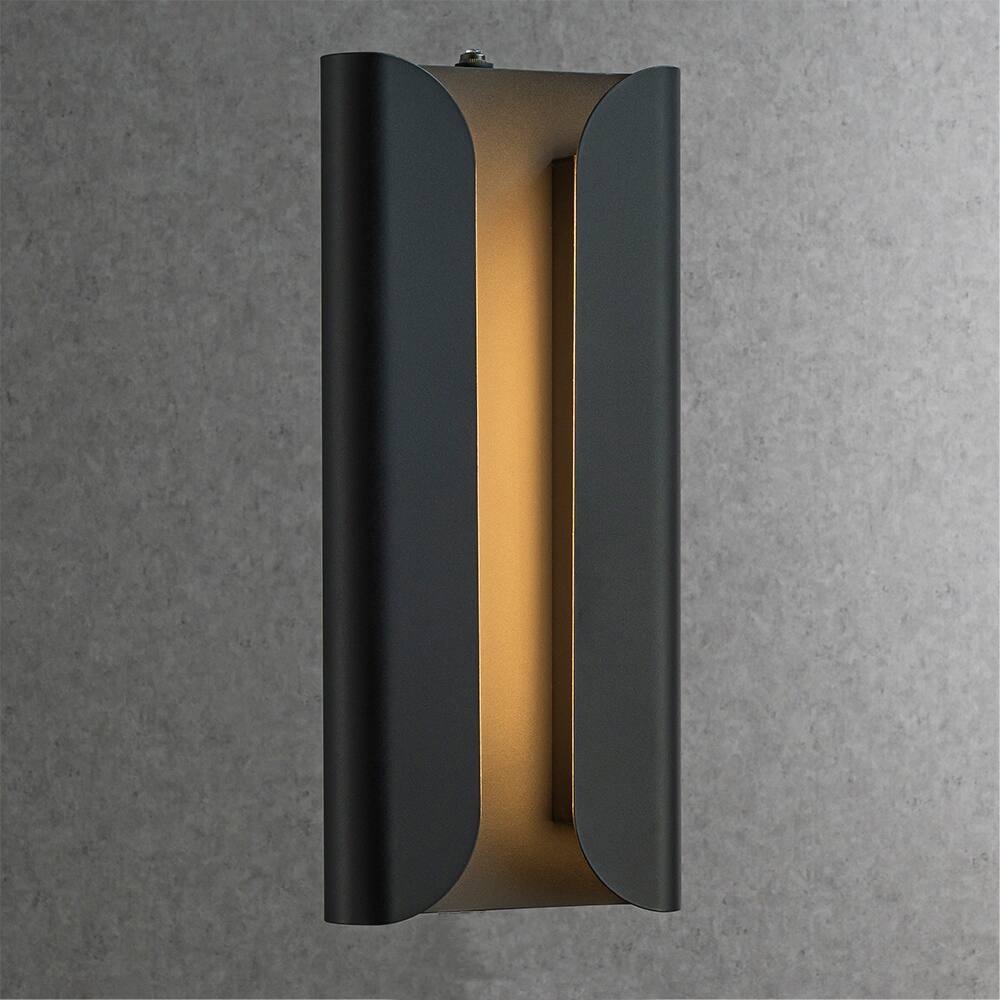 CraftHome Matte Black Acrylic Shade Modern Simplicity Outdoor Wall Light with Dusk to Dawn Sensor for Porch Garage - W7''
