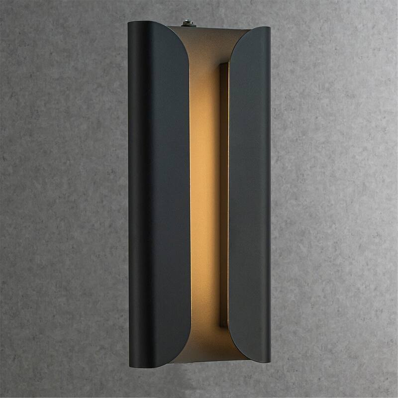 CraftHome Matte Black Acrylic Shade Modern Simplicity Outdoor Wall Light with Dusk to Dawn Sensor for Porch Garage - W7'' - W7'' - Matte Black