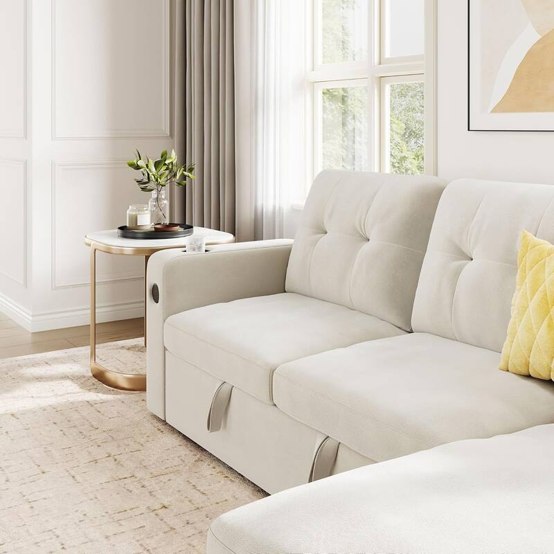 84" Sleeper Sofa Bed, Modular Sectional Cloud Couch with Reversible Storage Model