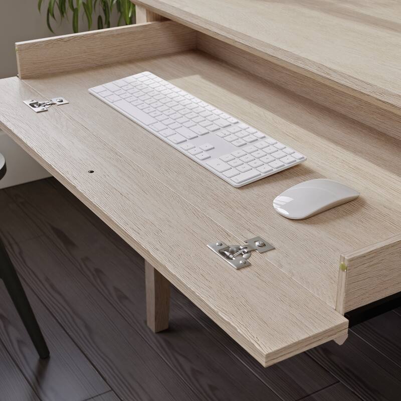 Wood Desk with Large Desktop, Brown