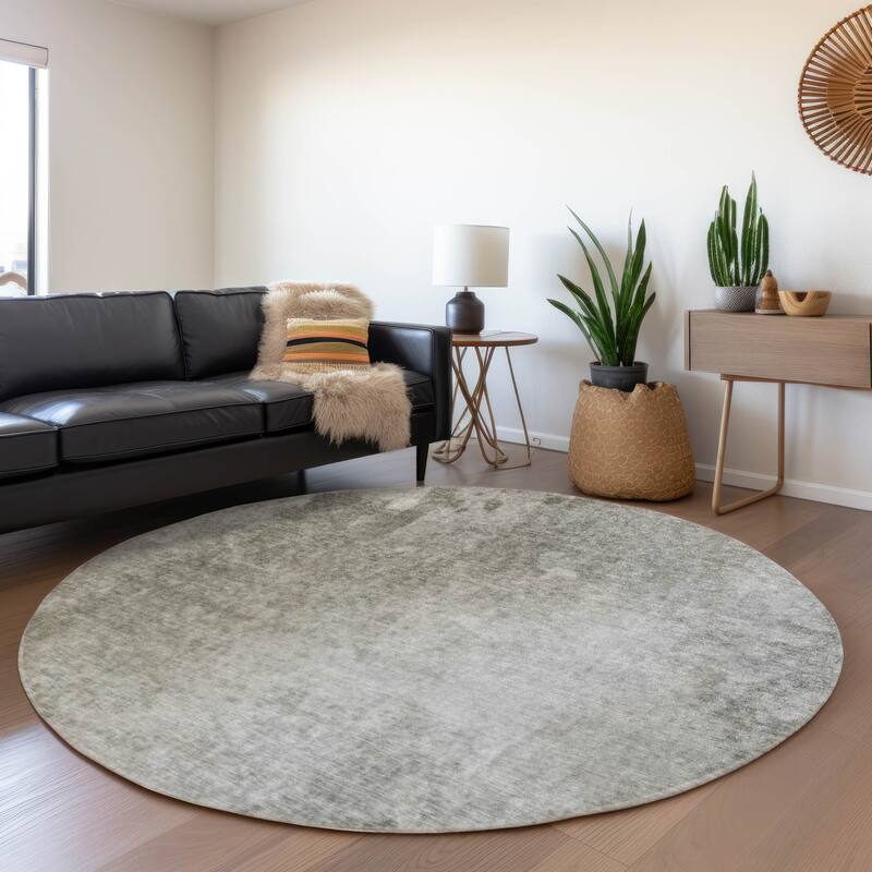 Machine Washable Indoor/ Outdoor Abstract Solid Chantille Rug - Gray - 8' x 8'