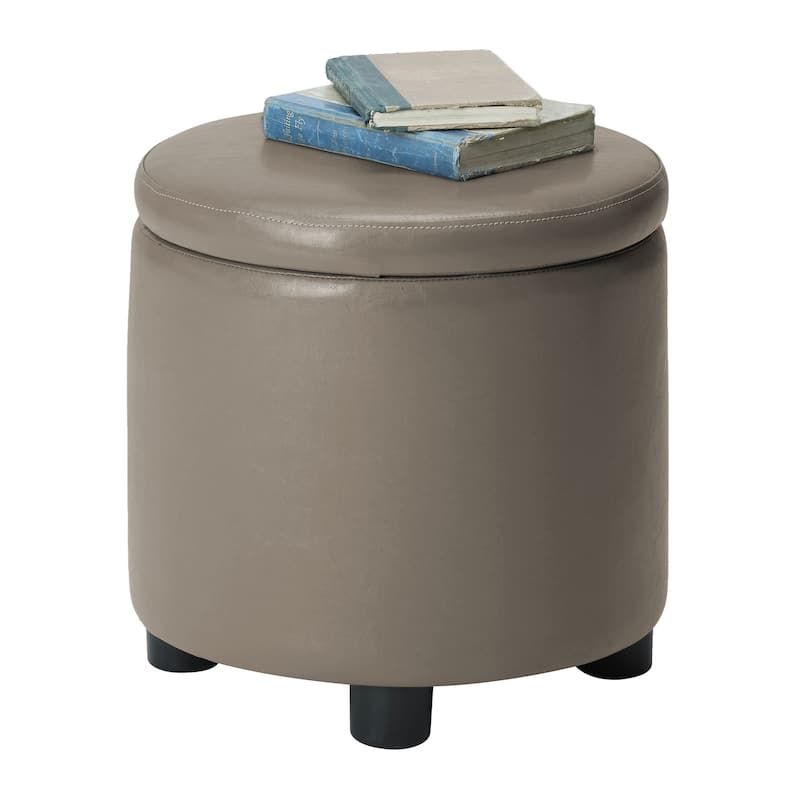 Convenience Concepts Designs4Comfort Round Accent Storage Ottoman with Reversible Tray Lid