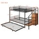 preview thumbnail 4 of 16, Twin Over Full Metal Bunk Bed with Trundle & Storage Ladder & Wardrobe Black