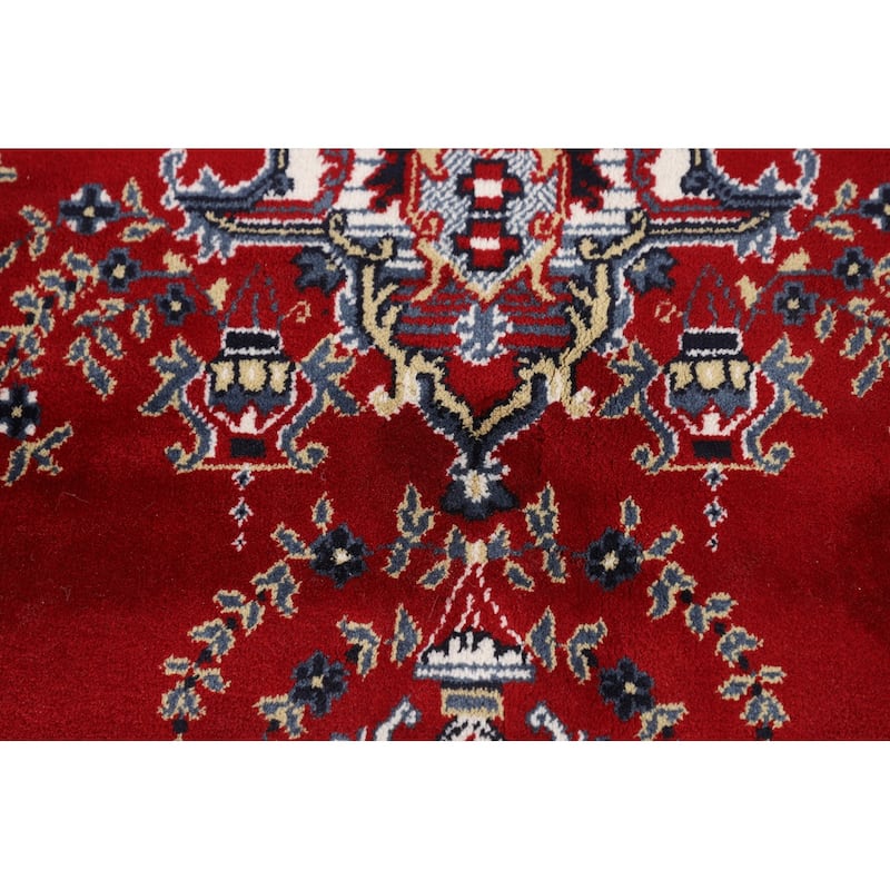 Victorian Style Kashan Turkish Rug Machine Made Oriental Red Carpet - 9'7" x 12'11"