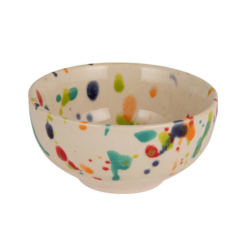 Handmade Stoneware Bowl - 4.5"L x 4.5"W x 2.38"H - Multi-Color