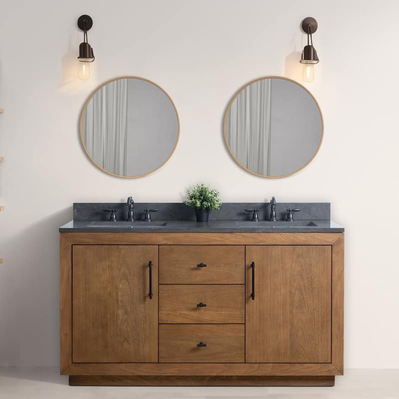 Vanity Art Bathroom Vanity with Sink and Top - 60" (Double Sink) - Tan/Limestone