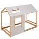 preview thumbnail 9 of 7, Enchanting Twin Size House Platform Bed with Roof Detail - Ideal for Kids
