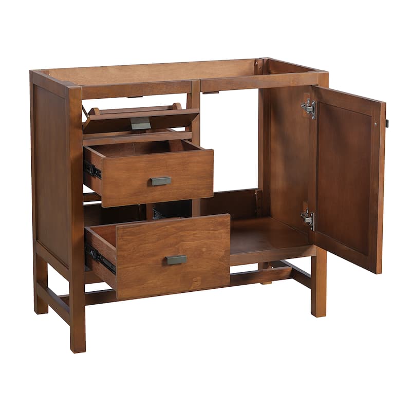 Christopher Knight Home - Modern 36" Freestanding Bathroom Vanity with Ceramic Sink, Dual Drawers, Flip-Up Storage - 36"W