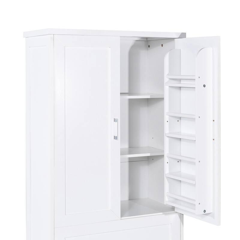 Tall Freestanding Vertical Storage Cabinet for Bathroom with Drawers, Door Rack, Adjustable Shelves and Anti-Tip Device