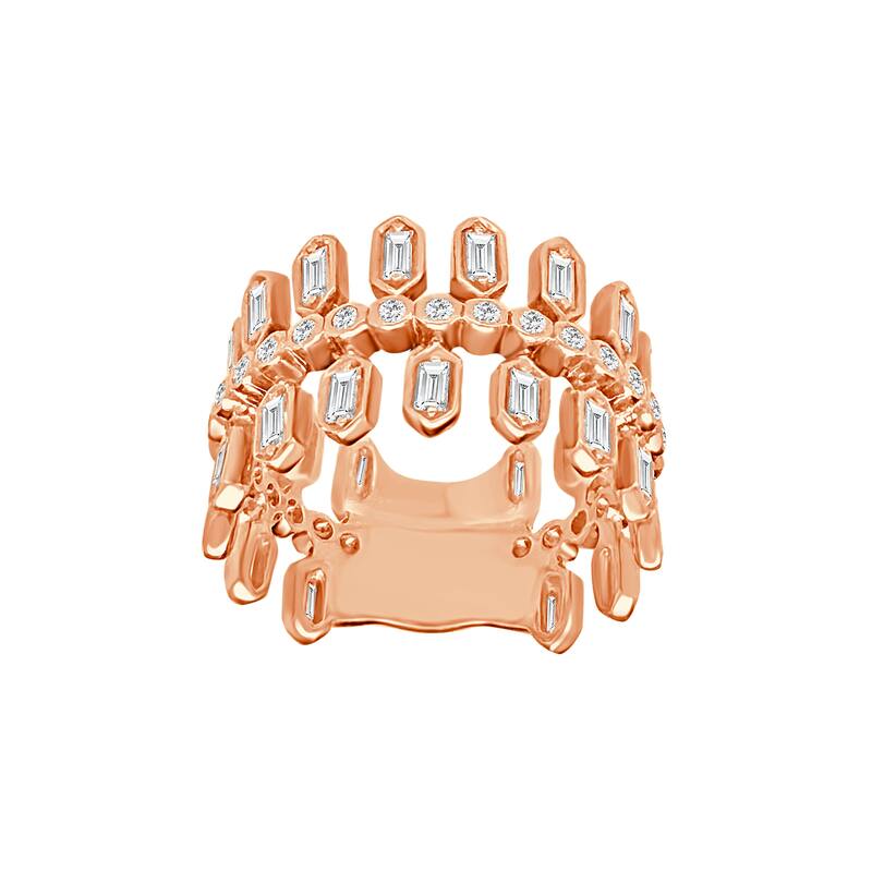 Auriya 14k Gold Lab Grown Baguette and Round Diamond Crown Band 0.94 ct. tw. (F-G, VS)