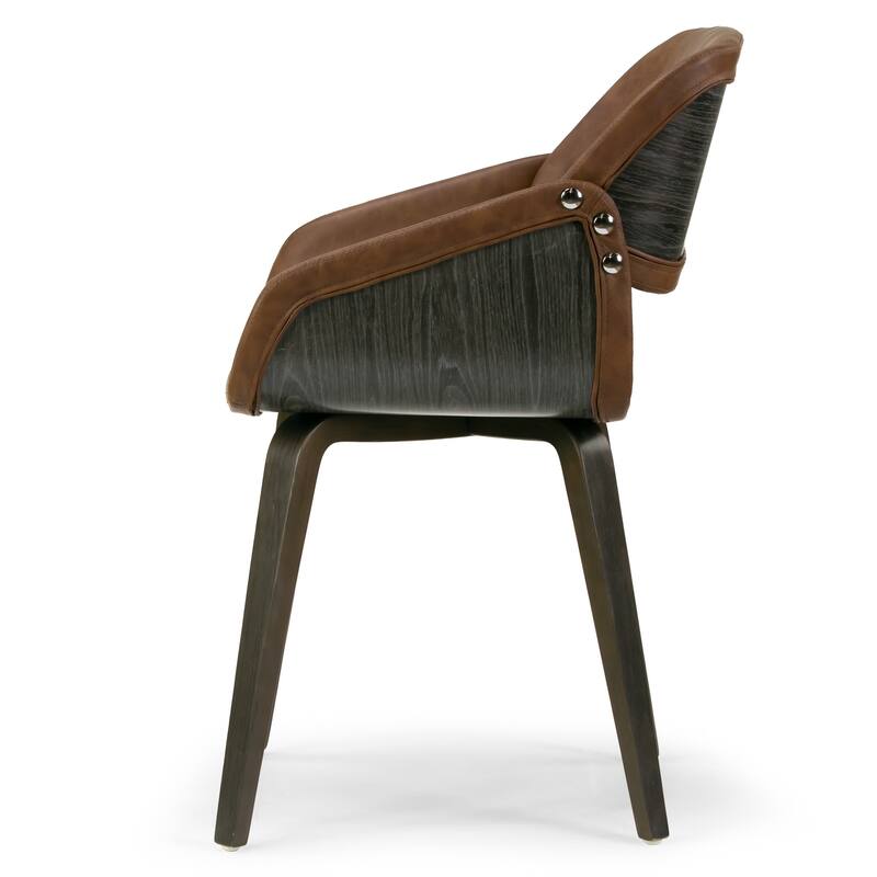 Amal Brown Dining Chair with Grey Wood Accent and Bentwood Legs