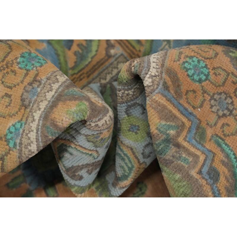 Hand Knotted Oriental 100% Wool Carpet Traditional Floral Oranges & Rust Tabriz Area Rug - 12' 10'' X 9' 8''