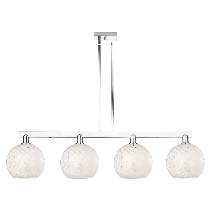 Innovations Lighting Endless Possibilities Arcadia - White Mouchette - 4 Light 53" Stem Hung Island Light - Polished Chrome