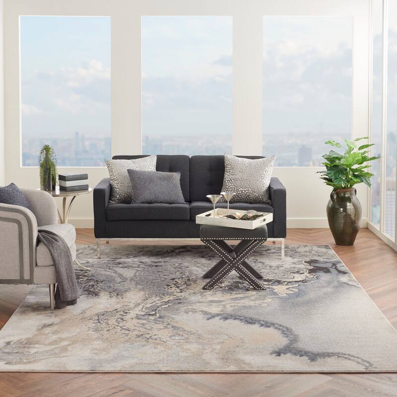 Nourison Maxell Modern Glam Abstract Area Rug - 10' x 14' - Grey - Runner/Rectangle