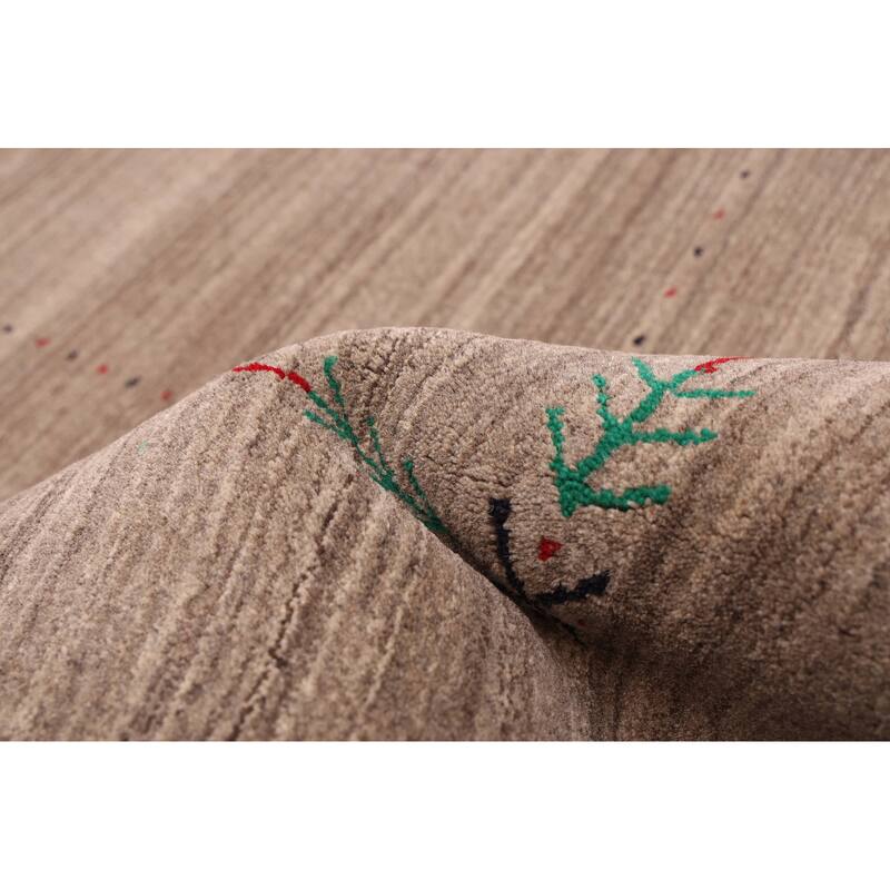 ECARPETGALLERY Hand Loomed Kashkuli Gabbeh Grey Wool Rug - 5'0 x 8'0