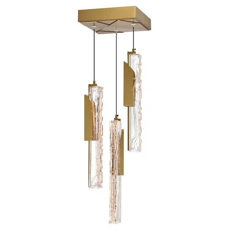 Valira Integrated LED 8in Brass Mini Pendant with Handcrafted Glass - Brass