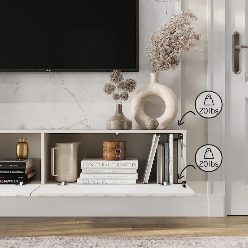 Living Skog Alessio White 59 in. Floating TV Stand Fits TV's up to 65 in. with Wall Mount Feature