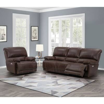 Abbyson Sorrento Top Grain Leather Power Reclining Sofa and Armchair