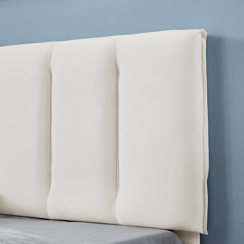 Javlergo Velvet Upholstered Platform Bed Frame with Adjustable Headboard